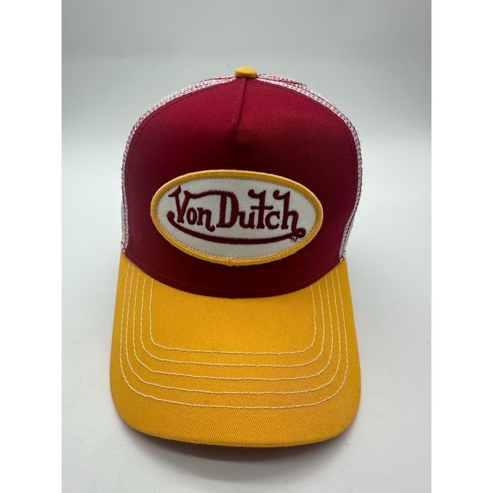 New Von Dutch Trucker Hat Burgundy Gold White Mesh Snapback Adjustable Cap USA